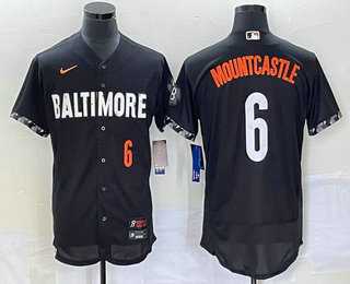 Men's Baltimore Orioles #6 Ryan Mountcastle Number Black 2023 City Connect Flex Base Jersey